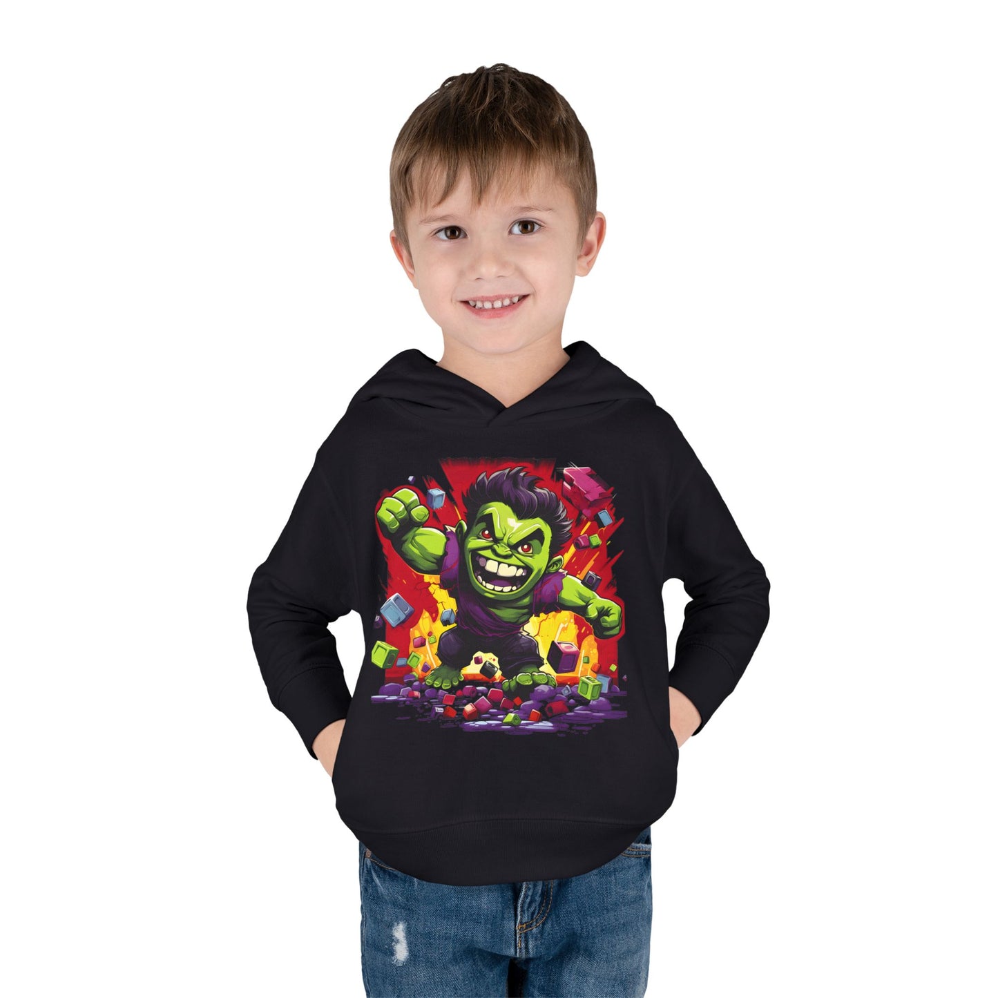 Toddler Hoodie - Cartoon Hulk Design