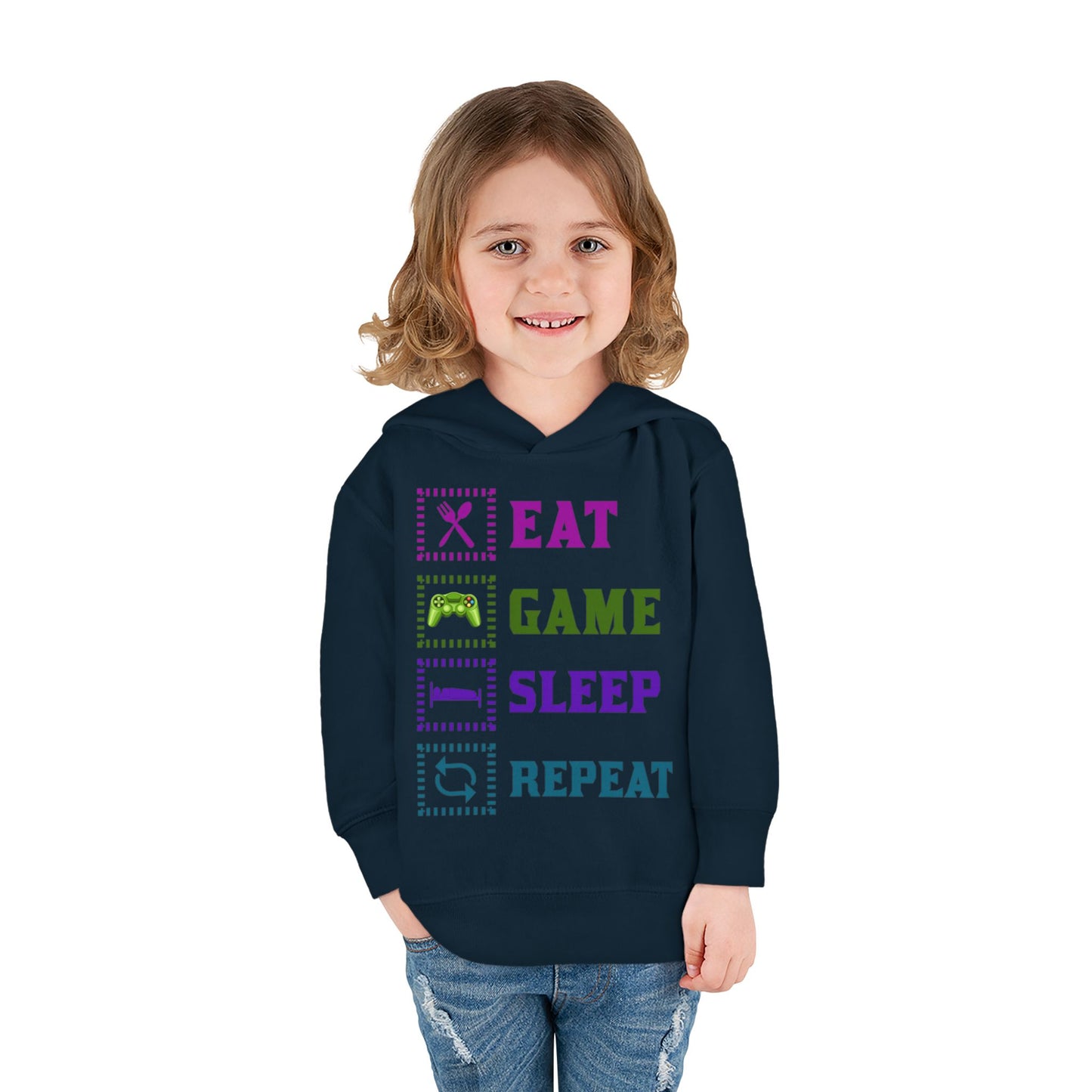 Toddler Hoodie - Eat Game Sleep Repeat Design